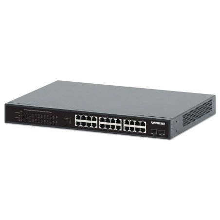 PoE Switch GB 24 ptos 19" 30W/pto, 370W, 2 SFP Ports