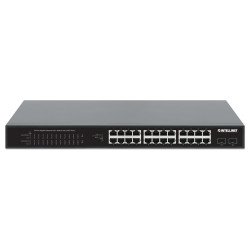 PoE Switch GB 24 ptos 19" 30W/pto, 370W, 2 SFP Ports