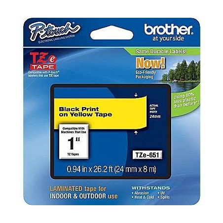 Cinta negro/amarillo 24 mm Brother, para PT300/310B/330/530