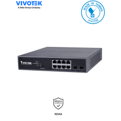 Switch Gigabit PoE 8 puertos GE, 2 Puertos GE SFP, 130W Totales, WEB Smart, 30W Por puerto, VIVOCAM/