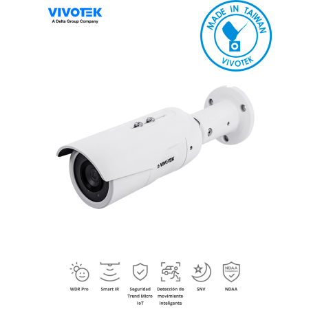 Cámara IP bullet exterior 5 Megapixeles, H265, Lente fijo 3.6mm, WDR P