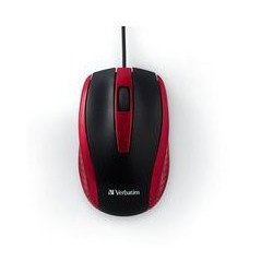 Mouse Óptico Verbatim con Cable Color Negro-Rojo