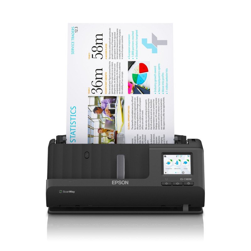 Escáner inalámbrico de documentos Epson WorkForce ES-C380W, con Pantalla Tactil