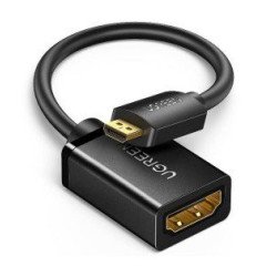 Adaptador Micro HDMI a HDMI (HDMI Tipo D), 18Gbps, 4K@60Hz, HDR, Tecnología 3D, ARC, Carcasa PC+ABS, HDCP/ Longitud de 22 cm