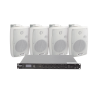 Kit de amplificador de audio 120w para rack, 4 altavoces de pared color blanco 2.5w - 20w, sistema 70, 100v