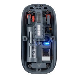 MOUSE VORAGO MO-415 INALÁMBRICO Y BLUETOOTH HASTA 1, 600 DPIS RECARGABLE TRANSPARENTE