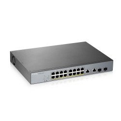 Switch ZyXEL GS1350-18HP 16 puertos RJ45 100/1000 Mbps con Poe af/at + 2 puertos SFP 1000 Mbps administrable l2 compatible con n