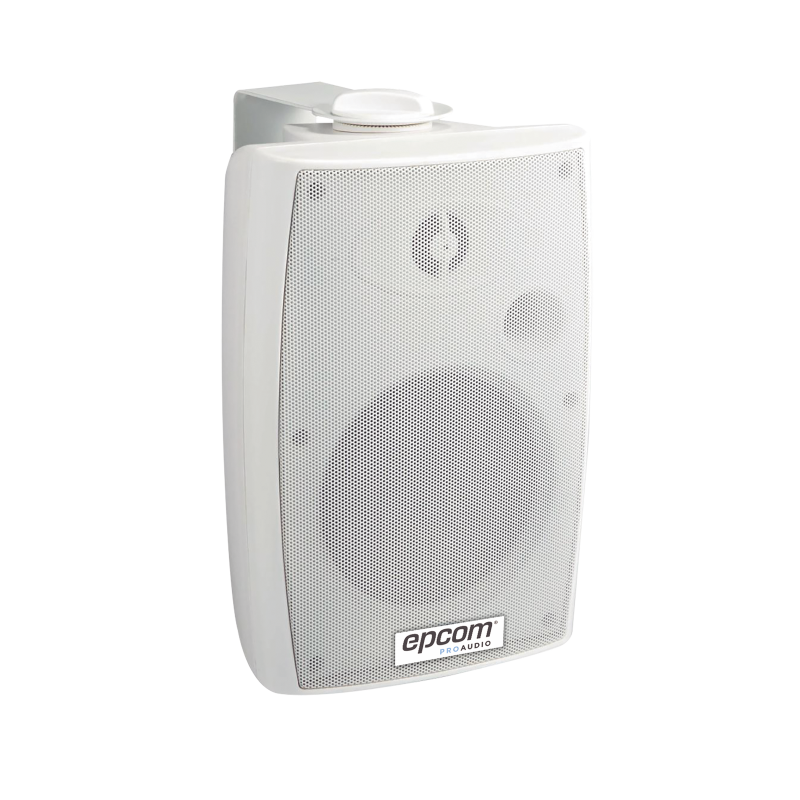 Altavoz de pared de 2 vías, woofer 4in + 1.5in, 2.5w - 20w, para sistemas 70, 100v y 8 ohm, material ABS, rejilla y bracket de m