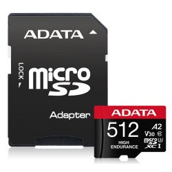 Memoria Adata micro SDXCON SDHC 512GB UHS-i videovigilancia 24/7 100mb, 85mb 4k clase 10 u3 v30 a2 con adaptador