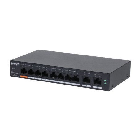 Switch Poe de 8 Puertos Gigabit, Poe Inteligente, 60Watts Totales, 2 Puertos Uplink, Switching 4.8Gbps, Protección de Descargas,
