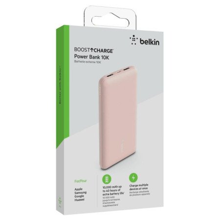 Cargador portátil, 10000 mAh, 18 vatios, 3 conectores de salida (2 x USB, 24 pin USB-C), oro rosa