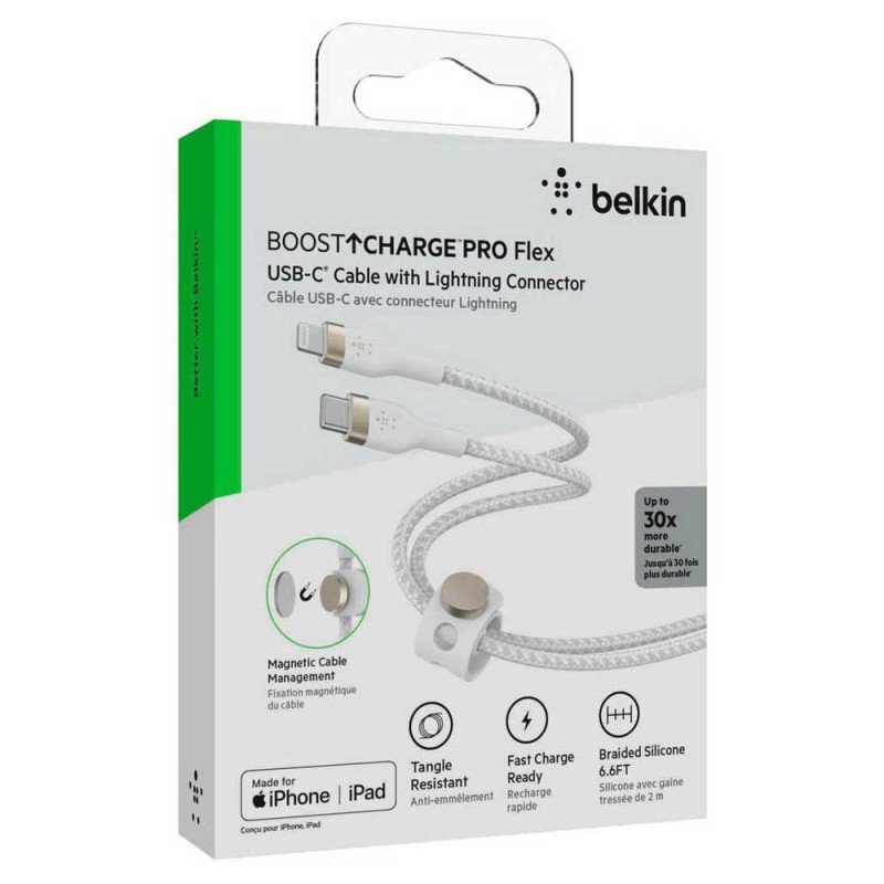 Cable Lightning, 24 pin USB-C macho a Lightning macho, 2 m, blanco