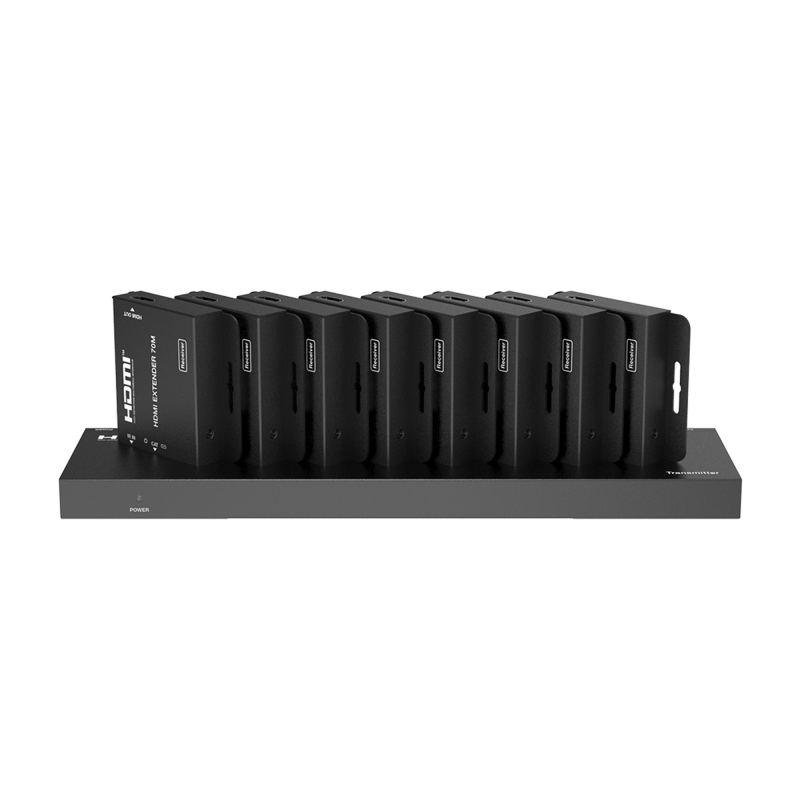 Splitter HDMI 1x8, Extensor HDMI, 4K@30Hz 40m, 1080p@60Hz 70m, Función PoC, 4:4:4