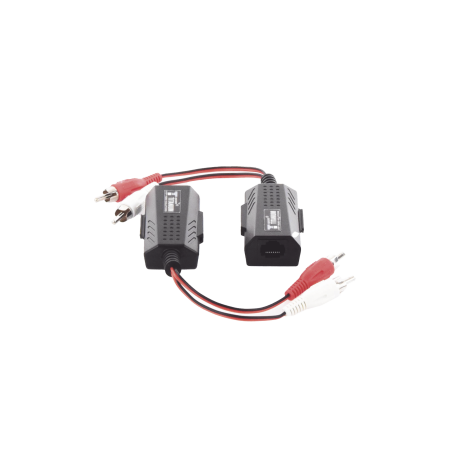 Balun Extensor de audio análogo estéreo RCA a RJ45, Distancia 800 mts, Cable CAT5-6, Conector 100% COBRE, protección TVS, Calida