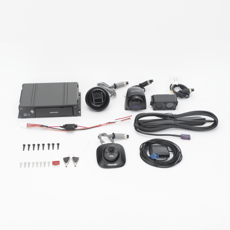Kit DVR Móvil, 2 Cámaras Interior + 2 Cámaras Exterior, (1080p), 4 Canales TURBOHD, Tecnología IA Integrada, Soporta 4G, GPS, Se