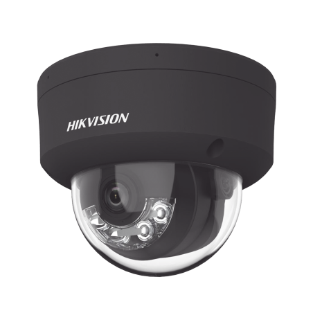 Cámara domo IP 4 Megapixel, Color Negro, Lente 2.8 mm, Dual Light (30 mts Luz Blanca + 30 mts IR), 2 Micrófonos Integrados, ACUS