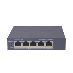 Switch Gigabit PoE+, Administrable, 4 Puertos 1000 Mbps PoE+, 1 Puerto 1000 Mbps Uplink, Configuración Nube Hik-PartnerPro, Modo