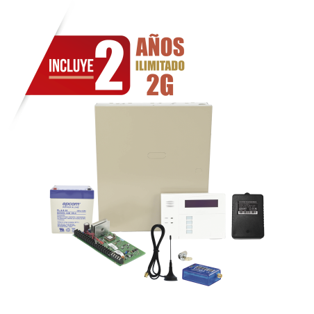 (2 Años datos ILIMITADO INCLUIDO) Kit Vista48LA con comunicador MINI012G, Teclado, Gabinete, Batería y Transformador