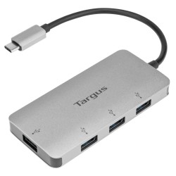 Hub-c targus ACH226BT 4 port to USB-a 3.0 color plata