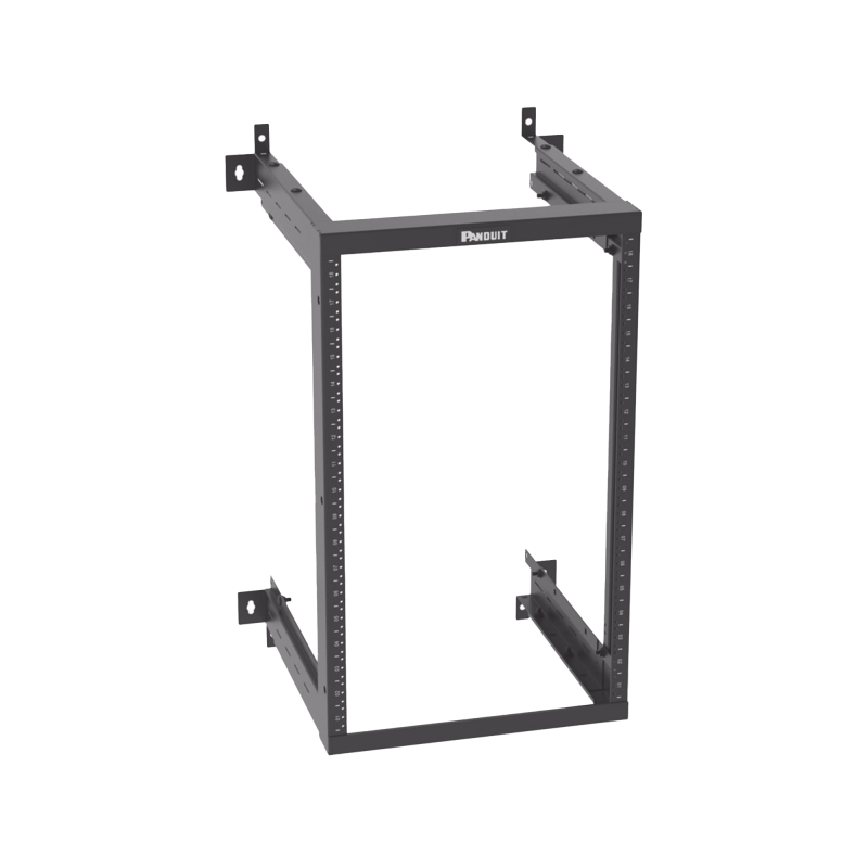 Rack PanZone® de Montaje en Pared, de 19in, Profundidad Ajustable, Rieles Numerados y Roscados No. 12-24, 18 UR, Color Negro