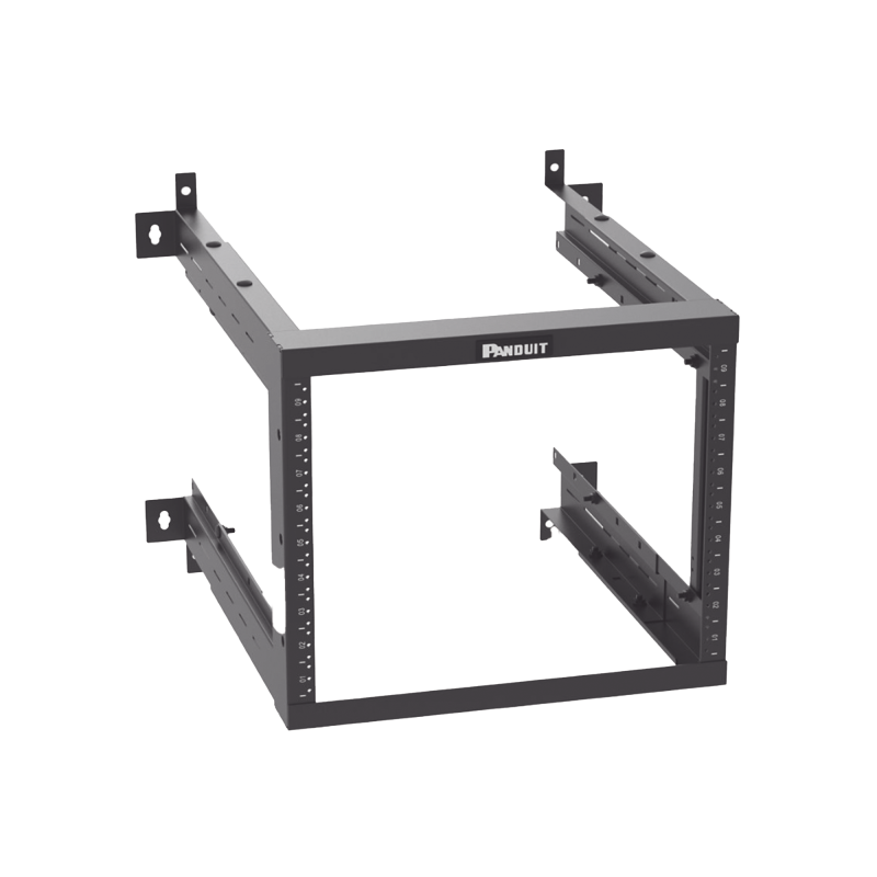 Rack PanZone® de Montaje en Pared, de 19in, Profundidad Ajustable, Rieles Numerados y Roscados No. 12-24, 9 UR, Color Negro