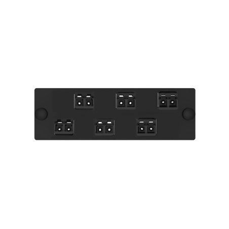 Placa Acopladora de Fibra Óptica FAP, Con 6 Conectores LC Dúplex (12 Fibras), Para Fibra Multimodo OM3/OM4, Color Negro