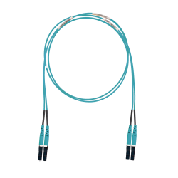 Jumper de Fibra Óptica Multimodo 50/125 OM3, LC-LC Dúplex, LSZH (Cero Halógenos), Color Aqua, 1 Metro