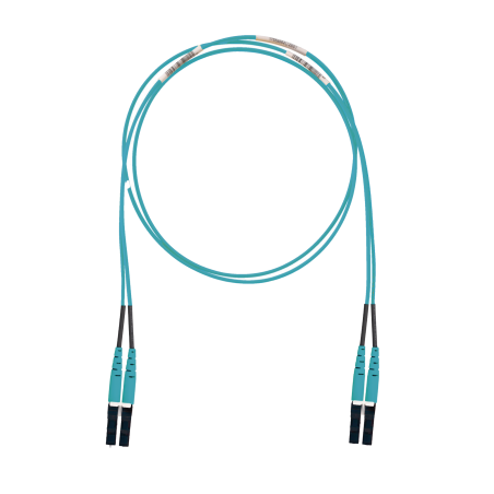 Jumper de Fibra Óptica Multimodo 50/125 OM3, LC-LC Dúplex, LSZH (Cero Halógenos), Color Aqua, 1 Metro