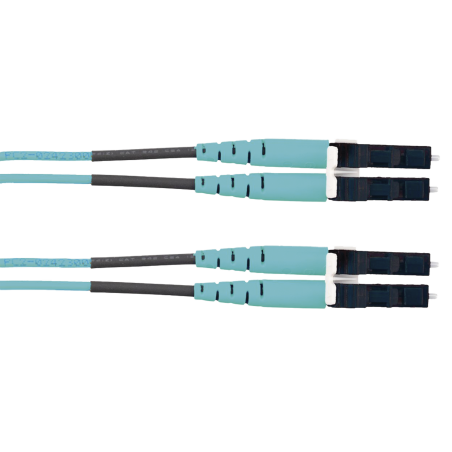 Jumper de Fibra Óptica Multimodo 50/125 OM3, LC-LC Dúplex, LSZH (Cero Halógenos), Color Aqua, 2 Metros
