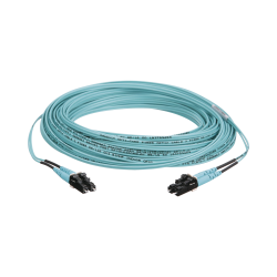 Jumper de Fibra Óptica Multimodo 50/125 OM3, LC-LC Dúplex, OFNR (Riser), Color Aqua, 20 Metros