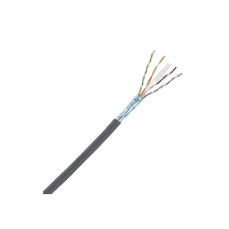 Bobina de Cable Blindado F/UTP de 4 Pares, Cat6A, Soporte de Aplicaciones 10GBase-T, LSZH (Libre de Gases Tóxicos), Color Negro,