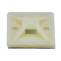 Montaje-Sujetador Adhesivo de 4 Vías de 3/4" x 3/4" x 1/4", Color Natural, Nylon 6.6 Retardante de Llamas V-2, Paquete de 100pz