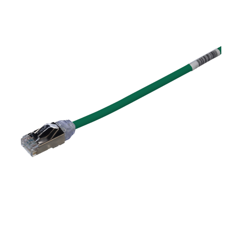 Patch Cord Cat6A, Diámetro Reducido 28 AWG, Blindado S/FTP, CM/LS0H, 20 cm, Color Verde