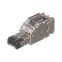 Plug rj45 blindado, instalación recta, terminación en campo certificable, compatible con cat5e, cat6 y cat6a, color plata, paque