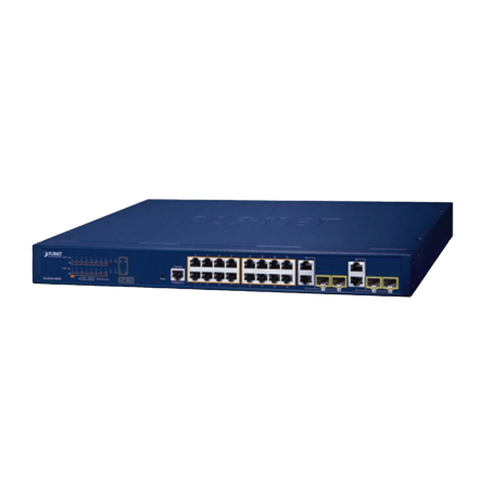 Switch Administrable PoE Capa 2 de 16 Puertos 10/100/1000 Mbps 802.3af/at, 4 Puertos SFP Gigabit, Hasta 240 W