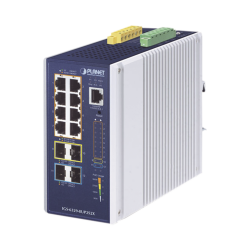 Switch Industrial Administrable Capa 3, Con 8 Puertos PoE Gigabit 802.3bt, 2 Puertos SFP de 1 G, 2.5 G, 2 Puertos SFP 10 G
