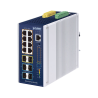 Switch Industrial Capa 3 de 8 Puertos 10/100/1000T PoE 802.3bt, 2 Puertos SFP 1 G/2.5 G, 4 Puertos SFP 10G, Instalación en Pared Switch Industrial Capa 3 de 8 Puertos 10/100/1000T PoE 802.3bt, 2 Puertos SFP 1 G/2.5 G, 4 Puertos SFP 10G, Instalación en Pared
