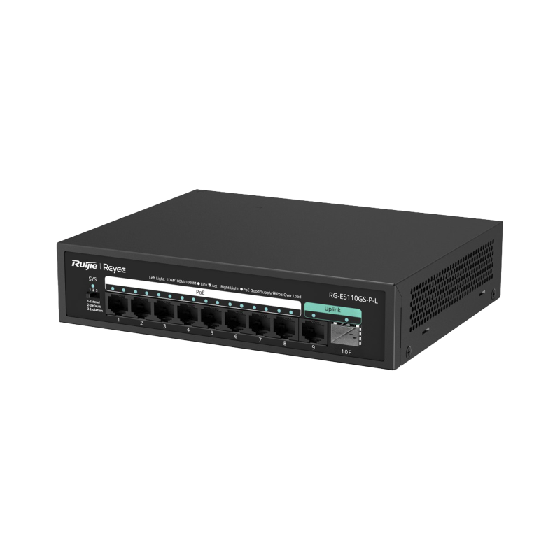 Switch PoE, no administrable, con 10 puertos 10/100/1000 Mbps Monitorearle en la Nube
