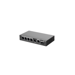 Switch Administrable con 4 puertos Gigabit PoE, 2 Uplink Gigabit y 1 Uplink Gigabit para Fibra SFP en combo, gestión gratuita de