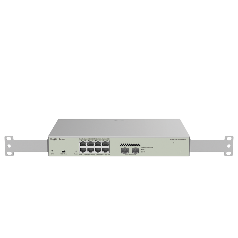 Switch Administrable PoE Capa 2 con 8 puertos Gigabit PoE 802.3af/at + 2 SFP para fibra 1Gb, gestión gratuita desde la nube, 125