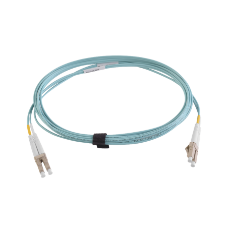 Jumper de Fibra Óptica Multimodo 50/125 XGLO OM4, LC-LC Dúplex, OFNR, Color Aqua, 10 Metros