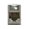 Jack UltraMAX Cat5e, UTP, Montaje híbrido en Placa de Pared (Plano y Angulado), Color Gris, Punch Down