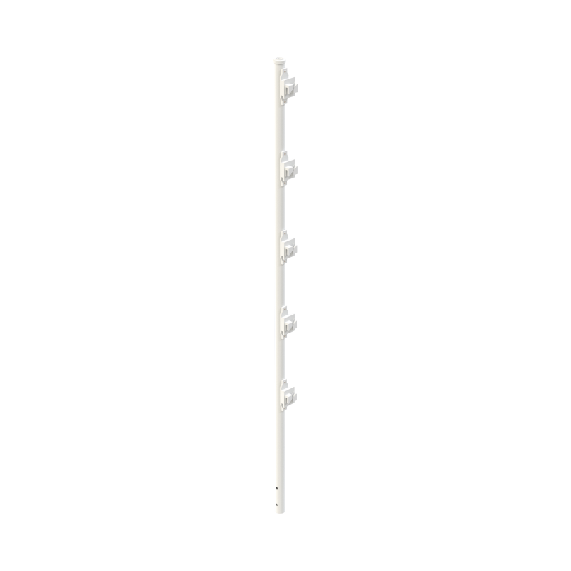 Poste con 5 aisladores de paso para cerca electrificada. Tubo galvanizado de 1.2m, cal. 18 de 1" diam. + pintura blanca aplicaci