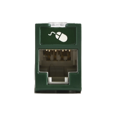 Jack UltraMAX Cat6A, UTP, Montaje híbrido en Placa de Pared (Plano y Angulado), Color Verde, Punch Down