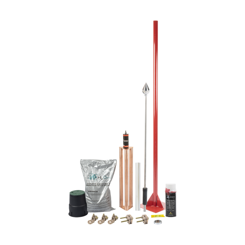 Kit Pararrayo con Accesorios para Protección de Diámetro de 80 m.