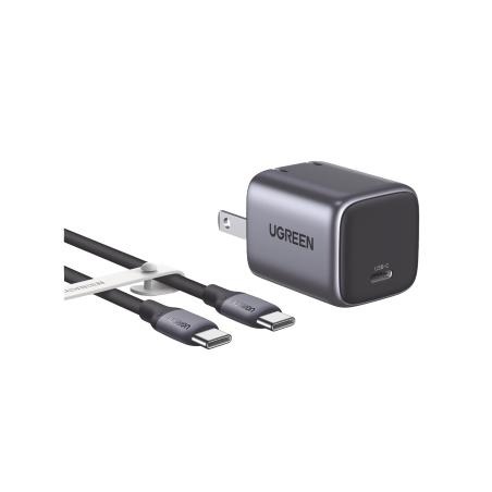 Combo Cargador Nexode Mini 30W PD GaN Tech + Cable USB-C 60W, Tecnología Inteligente, Carga Rápida, Carcasa Ignifuga, Cable de 1