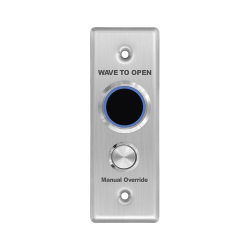 Botón de Salida Doble con Aro Iluminado, IP65, Diseño Estético Delgado, Temporizador y Distancia Ajustable, Botón Sin Contacto y