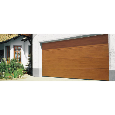 Puerta de Garage D, Alta calidad, 12x8 pies, AISLADA, Estilo Americana, Imitación Madera, Golden Oak, Línea Central .