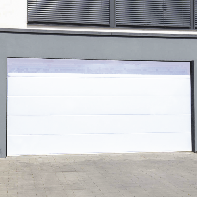 Puerta de Garage de Alta Calidad, Línea Central, Color Blanco 16X9 pies, AISLADA, Estilo Americana.