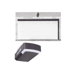 KIT COMPLETO Puerta GARAGE128SC, Cuadro Corto, Color blanco, Insulada, Incluye Motor FS1000APPRT, 1/2HP, Fuerte/Silencioso/Luz L